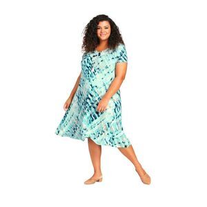 Avenue Cross Back Watercolor Dress - Teal (Size 30/32)